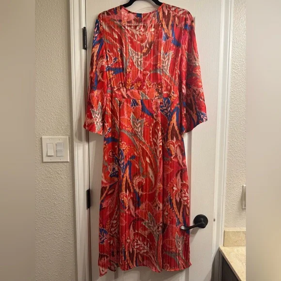 Zara Metallic Thread Floral Boho Chiffon Dress - Picture 3 of 5